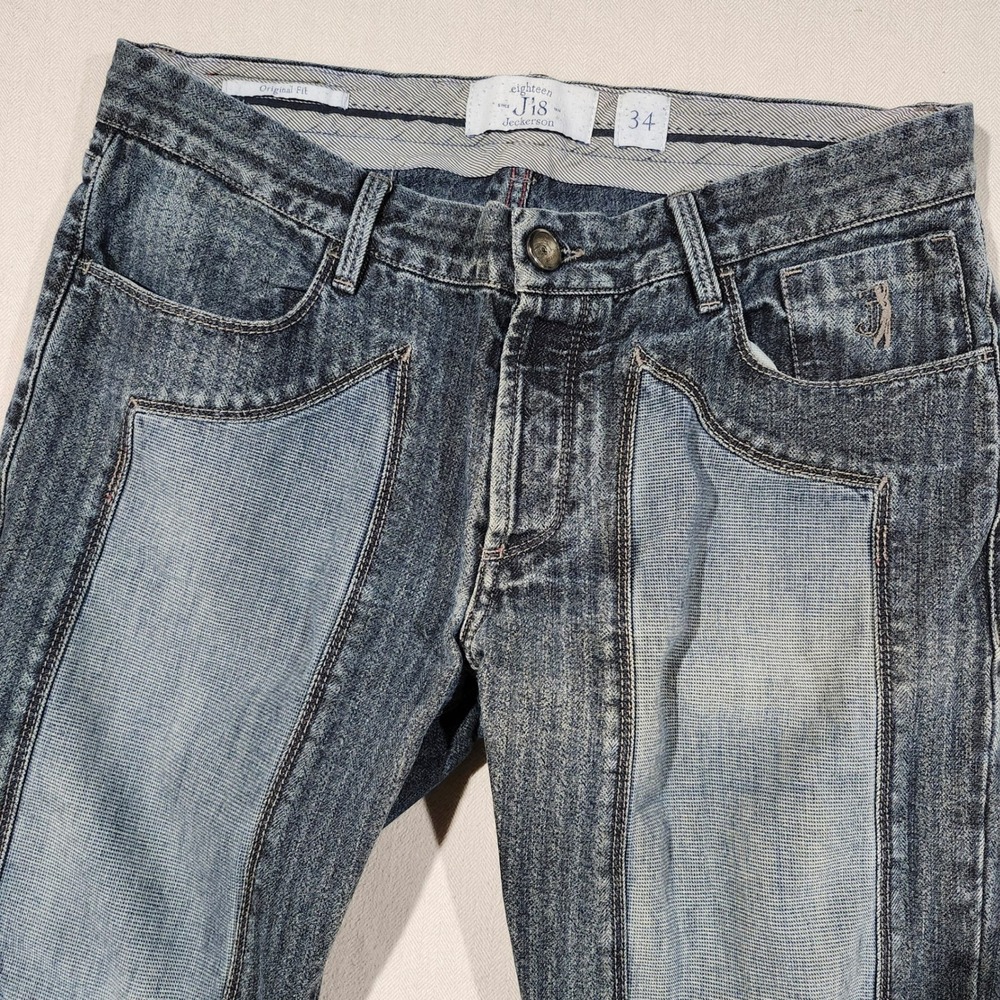Jeckerson Original Fit Men Dark Wash Patchwork Straight Leg Jean Size 34 Italy